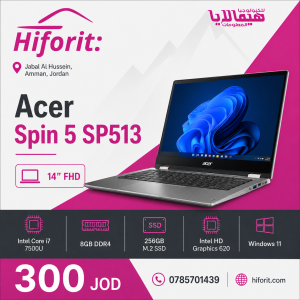 Acer Spin 5 SP513 14″ FHD – Core i7-7500U, 8GB, 256GB M.2