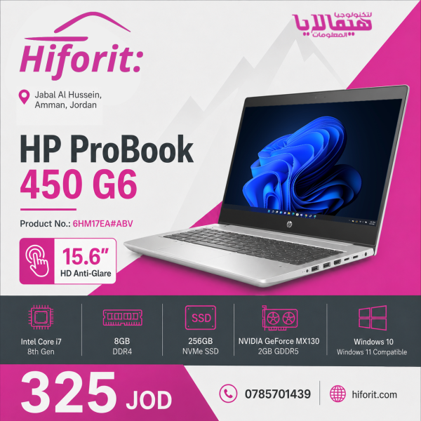 HP ProBook 450 G6 Core i7-8565U 8GB 256GB NVMe MX130 2GB